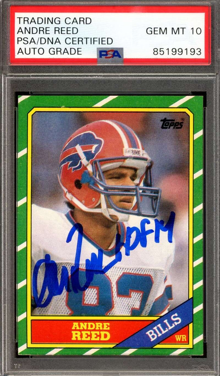Andre Reed Gem Mint 10 PSA DNA Signed 1986 Topps Rookie Autograph