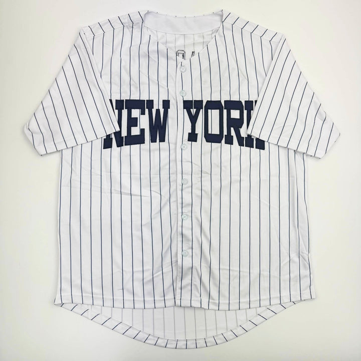 Autographed/Signed Jazz Chisholm Jr. New York Pinstripe Jersey BAS COA