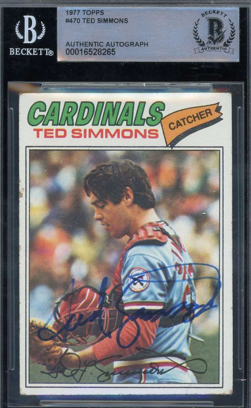 Ted Simmons Beckett BAS Signed 1977 Topps Autograph