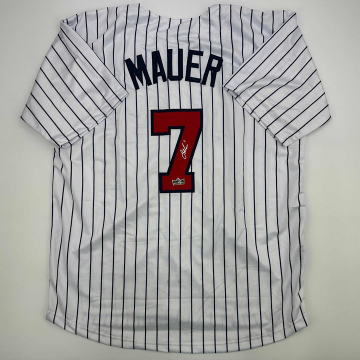 Facsimile Autographed Joe Mauer Minnesota Pinstripe Reprint Jersey Size Men's XL