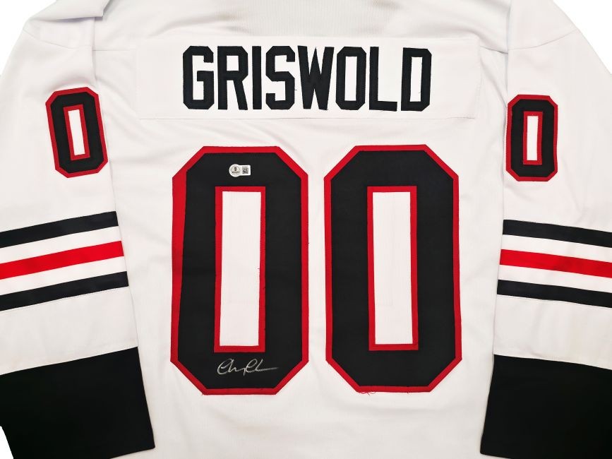 Chevy Chase Signed Lampoons Christmas Vacation White Griswold Jersey 2 BAS