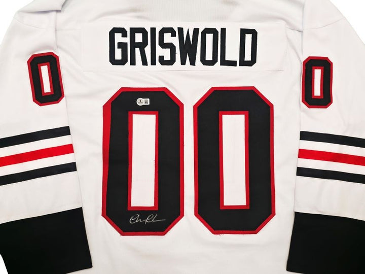 Chevy Chase Signed Lampoons Christmas Vacation White Griswold Jersey 2 BAS