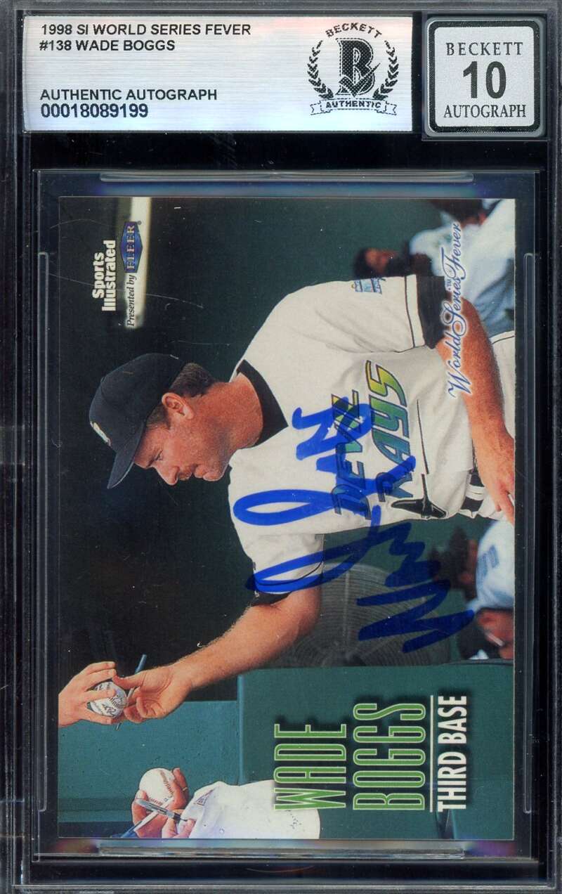 Wade Boggs Gem Mint 10 Beckett BAS Signed 1998 Fleer SI Series Fever Autograph