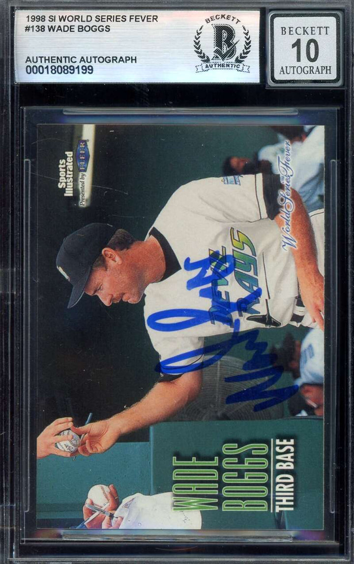 Wade Boggs Gem Mint 10 Beckett BAS Signed 1998 Fleer SI Series Fever Autograph