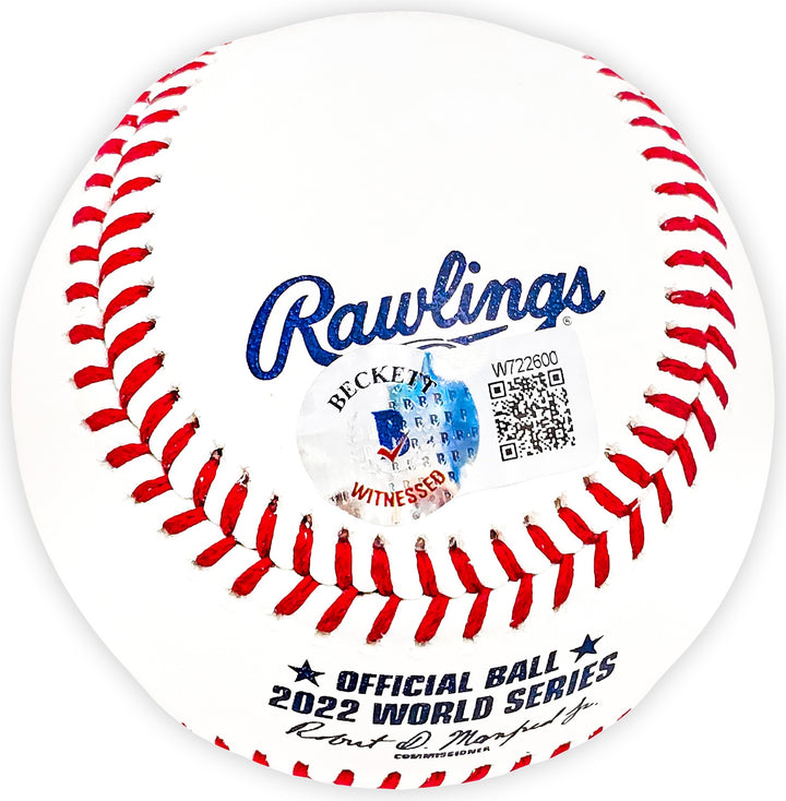 Cristian Javier Signed Official 2022 WS Logo MLB Baseball Astros Beckett Witness