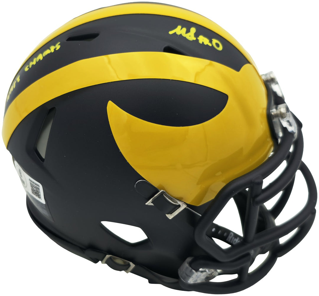 Mike Sainristil Auto Michigan Wolverines Blue Speed Mini Helmet 23 Natl Champs
