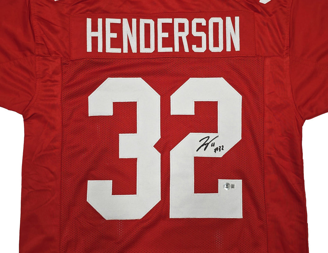 Ohio State Buckeyes TreVeyon Henderson Signed Red Jersey Beckett Witness