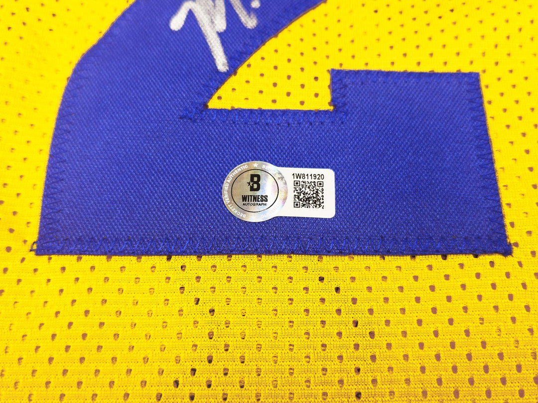 Golden State Warriors Mitch Richmond Auto Signed Yellow Jersey Beckett Witness