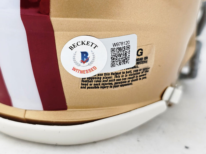 Roger Craig Signed San Francisco 49ers Gold Speed Mini Helmet Beckett Witness