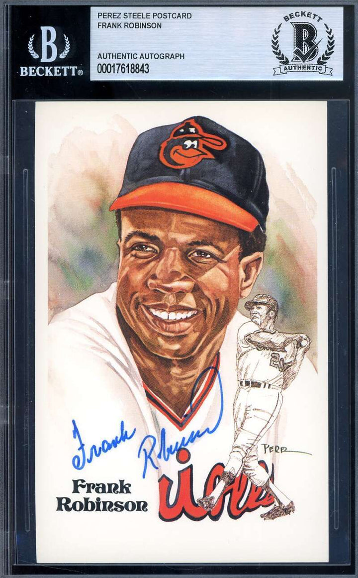 Frank Robinson Beckett BAS Signed Perez Steele Postcard Autograph