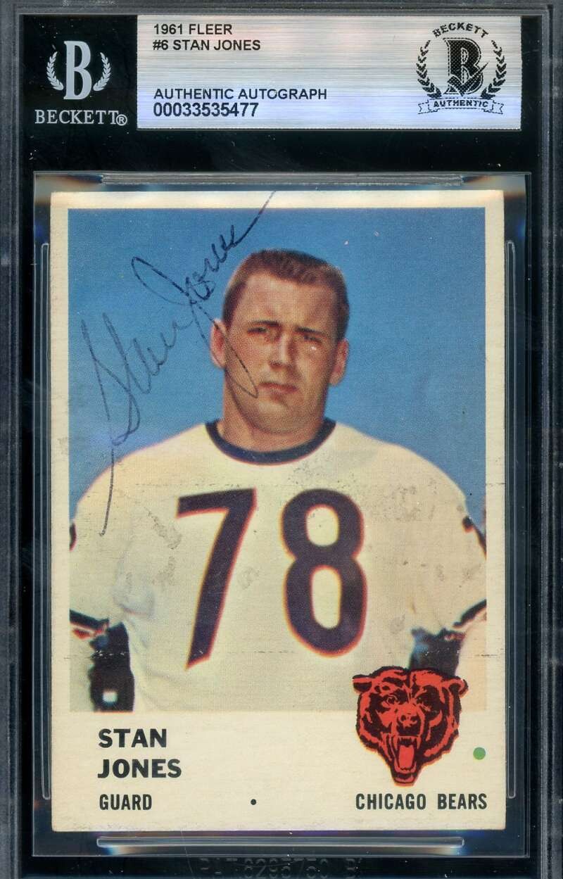 Stan Jones Beckett BAS Vintage Signed 1961 Fleer Autograph