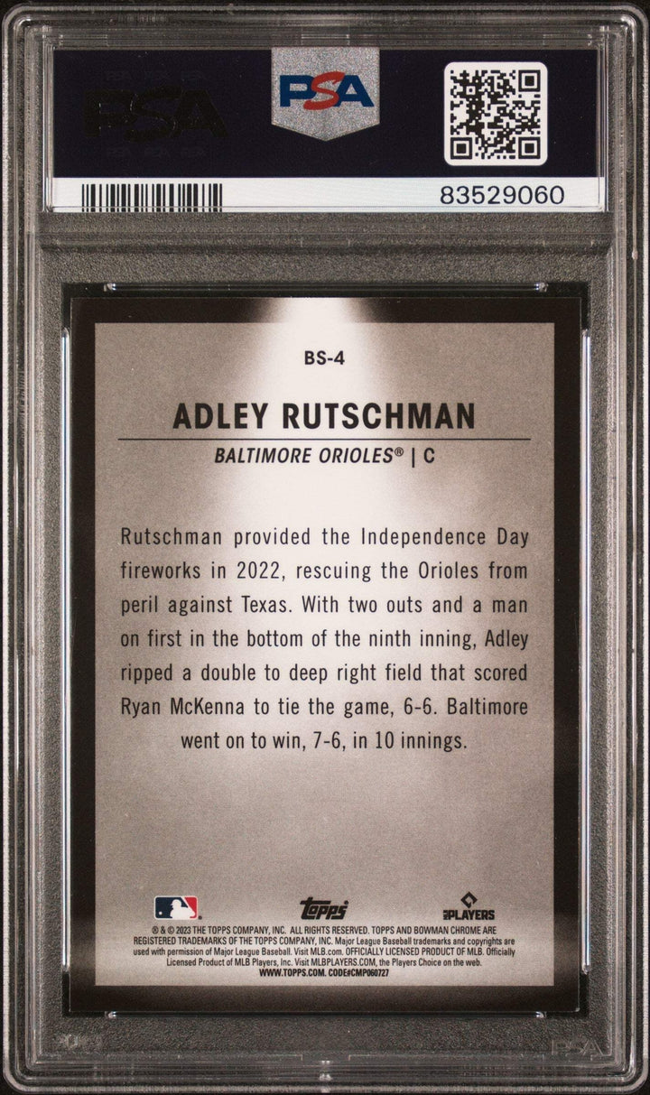 Graded 2023 Topps Bowman Adley Rutschman #BS4 Spotlights RC Baseball Card PSA 10