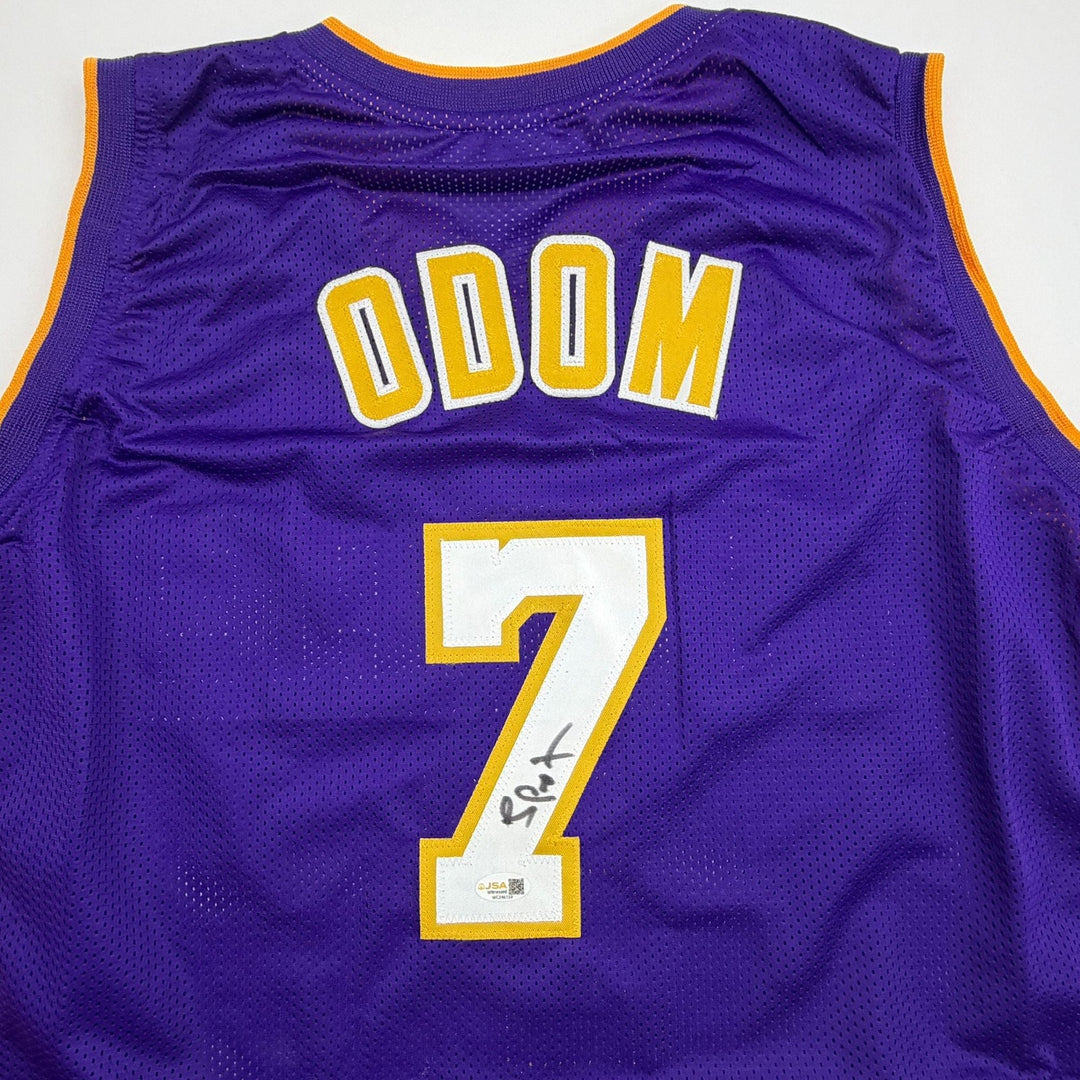 Autographed/Signed Lamar Odom Los Angeles Purple Basketball Jersey JSA COA