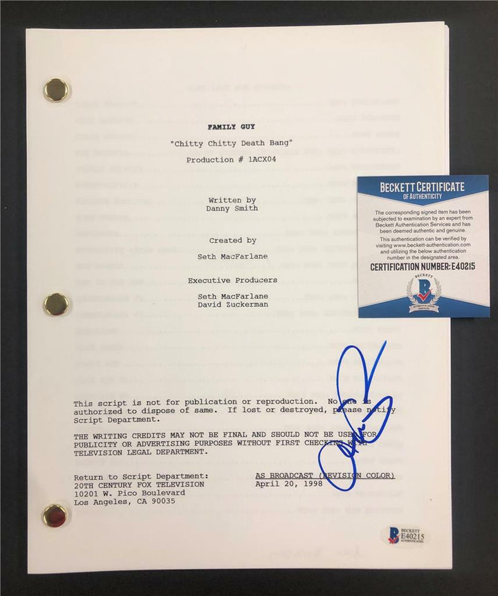 ALEX BORSTEIN autograph signed FAMILY GUY Full Episode Script B ~Beckett BAS COA