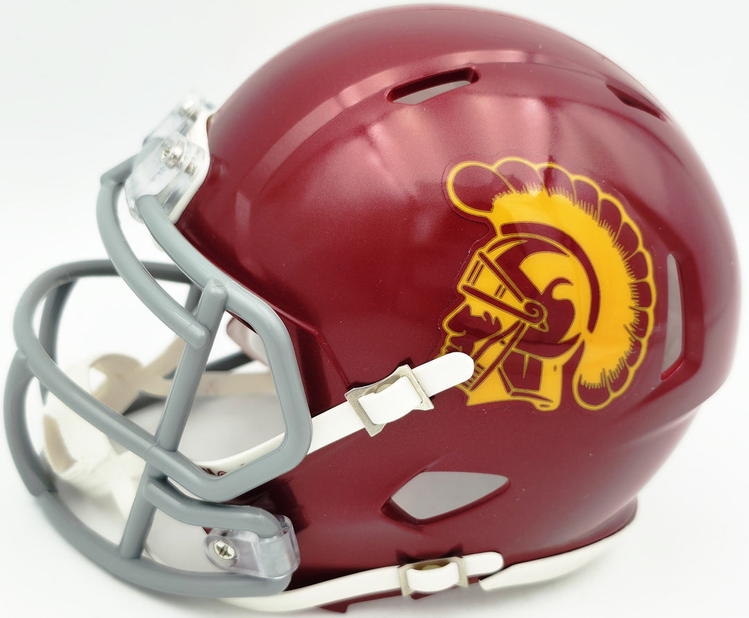 Jordan Addison Signed USC Trojans Red Speed Mini Helmet (In Yellow) Beckett