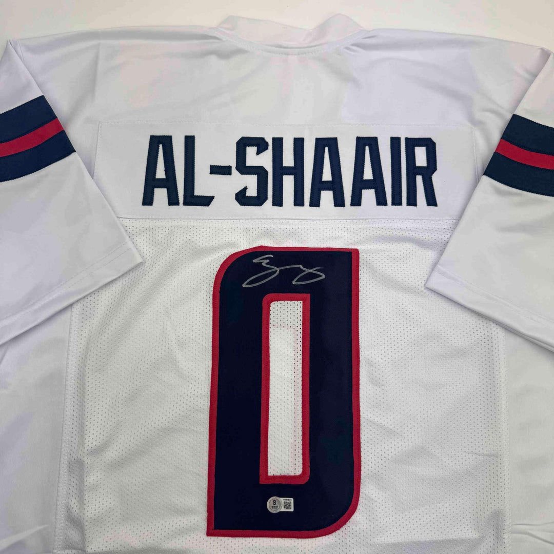 Autographed/Signed Azeez Al Shaair Houston White Football Jersey Beckett BAS COA