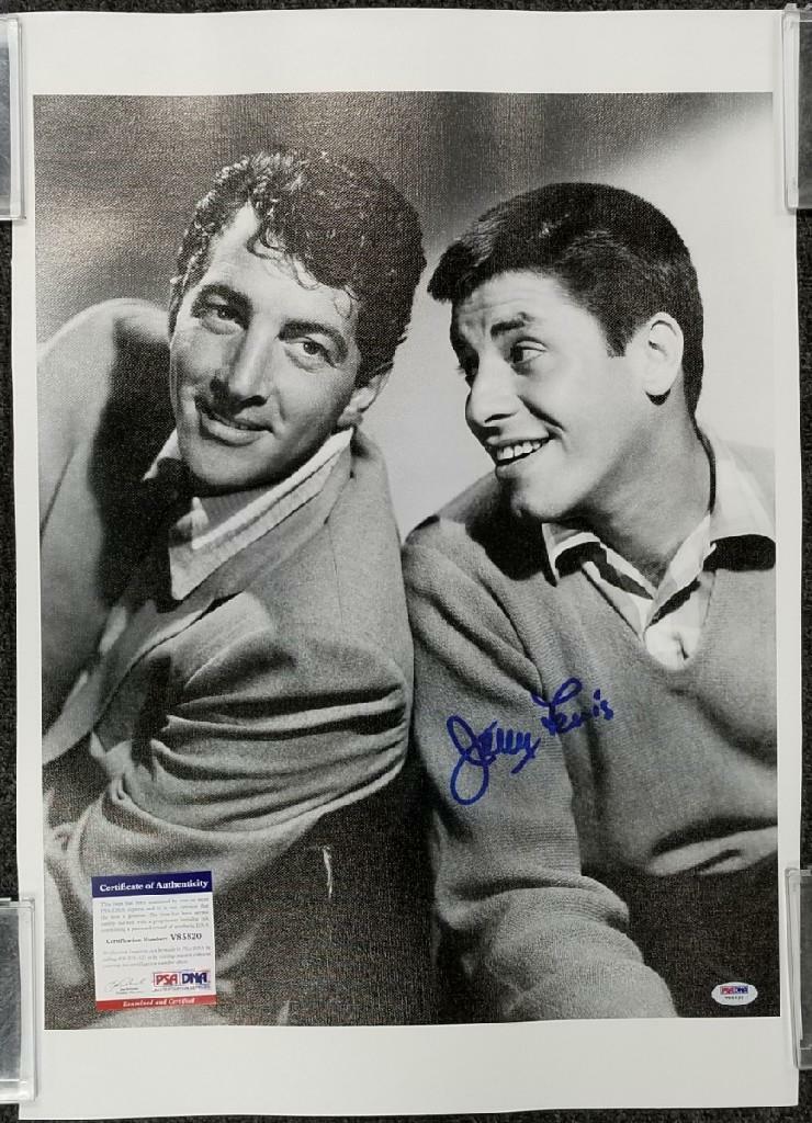 Jerry Lewis signed 16x20 Canvas Photo Autograph w/ Dean Martin ~ PSA/DNA COA