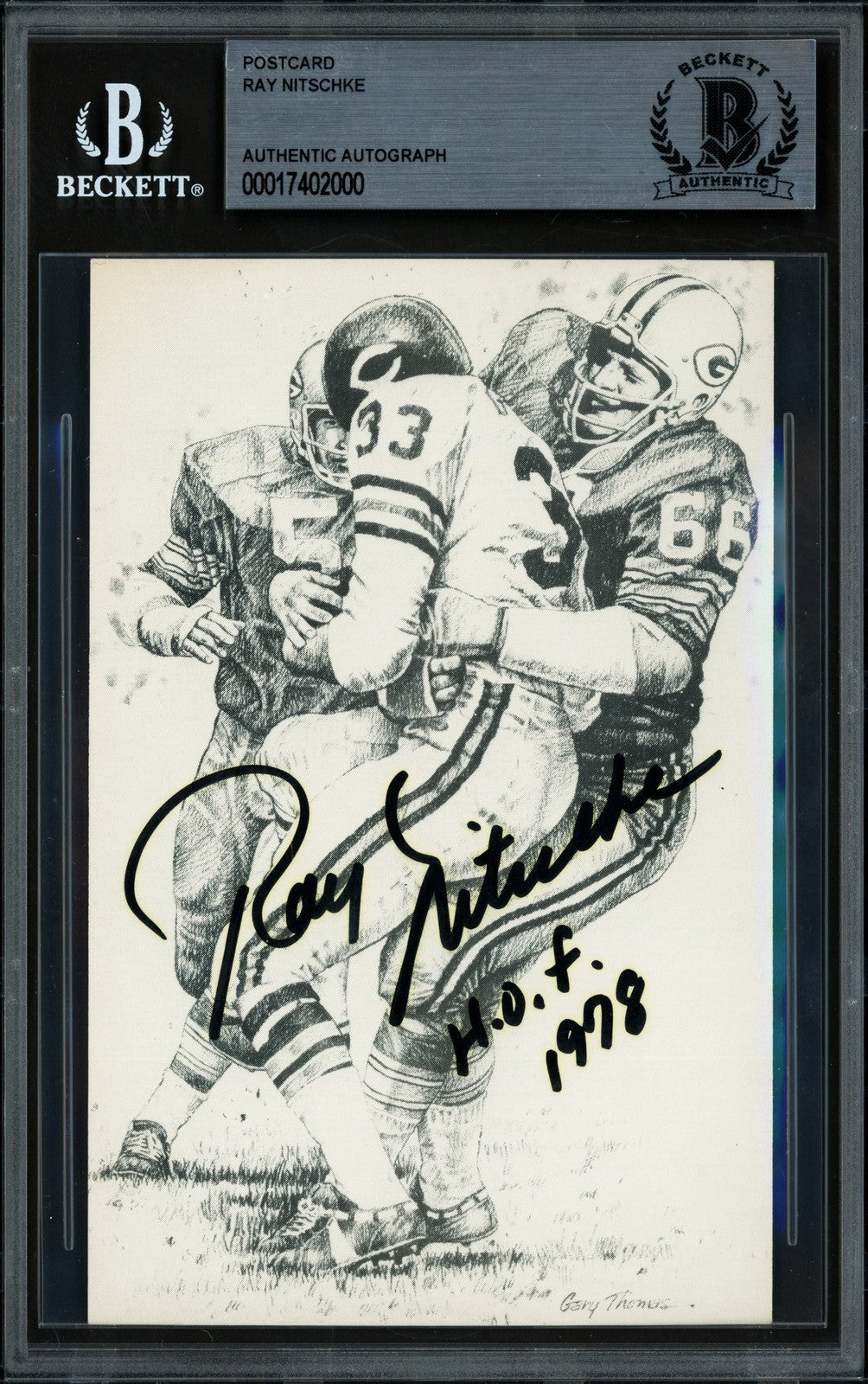 Ray Nitschke Signed Postcard Green Bay Packers "HOF 1978" Beckett #17402000
