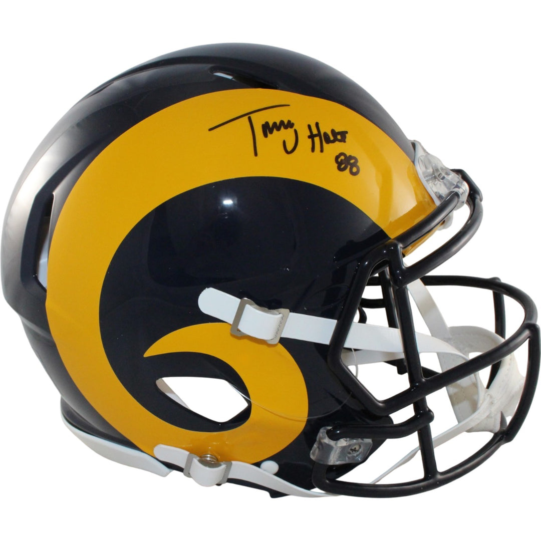 Torry Holt Autographed St Louis Rams Authentic TB Helmet Beckett Witness 56875
