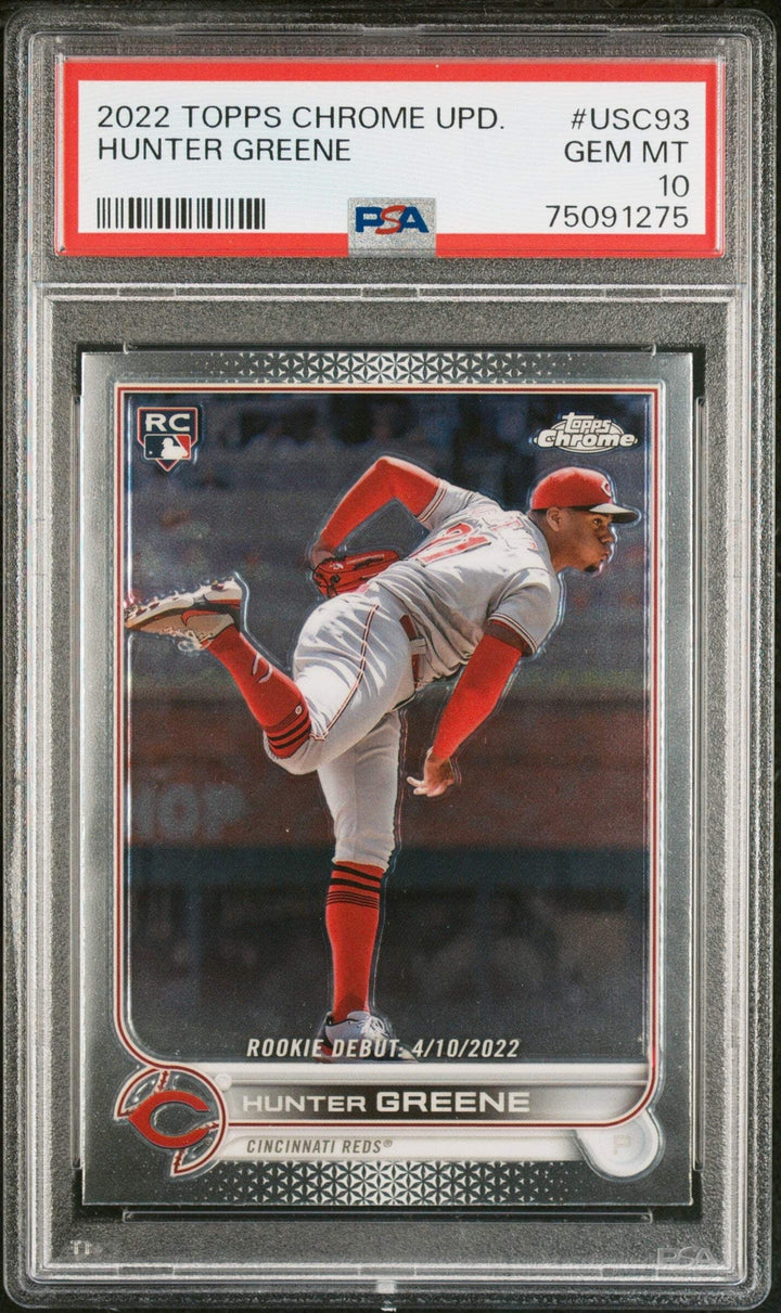 Graded 2022 Topps Chrome Update Hunter Greene #USC93 Rookie Baseball Card PSA 10