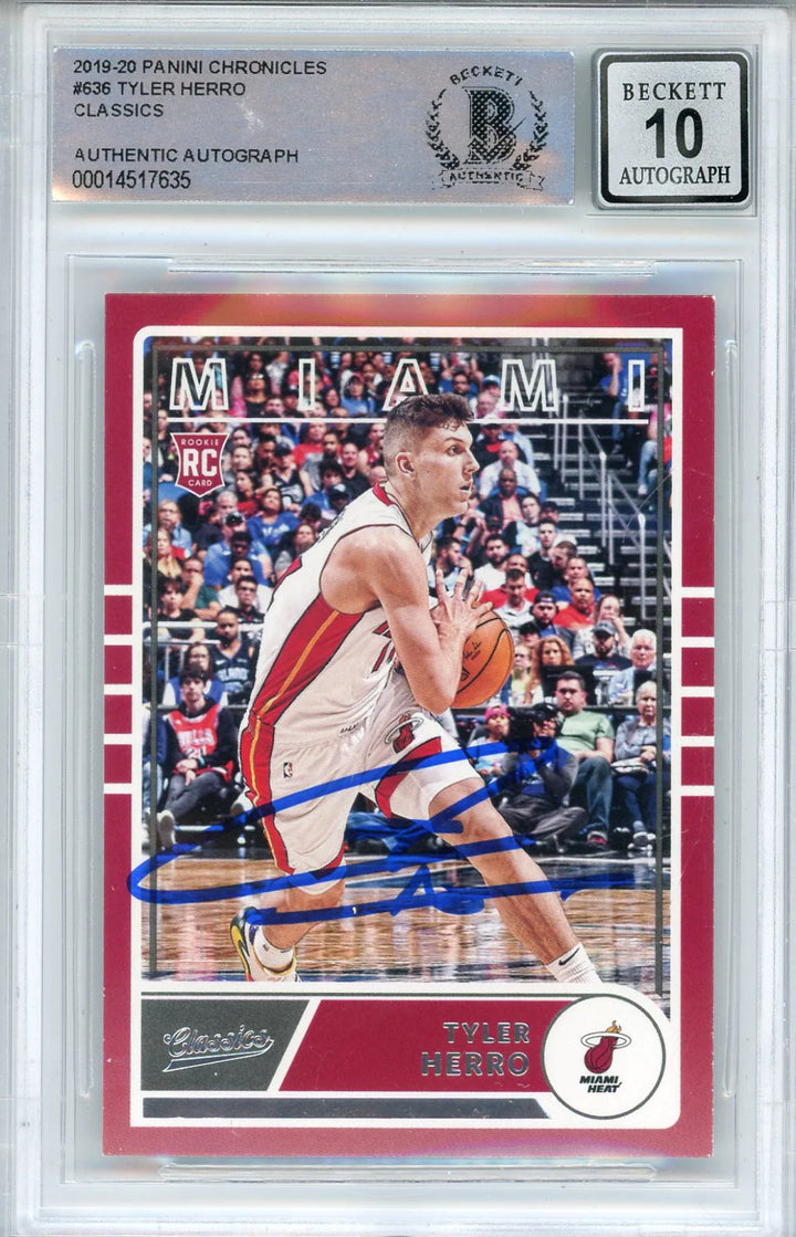 Tyler Herro Autographed 2019-20 Panini Chronicles Classics Rookie Card #636 (BGS