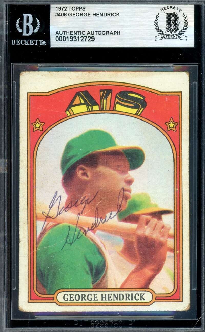 George Hendrick Beckett BAS Vintage Signed 1972 Topps Rookie Autograph