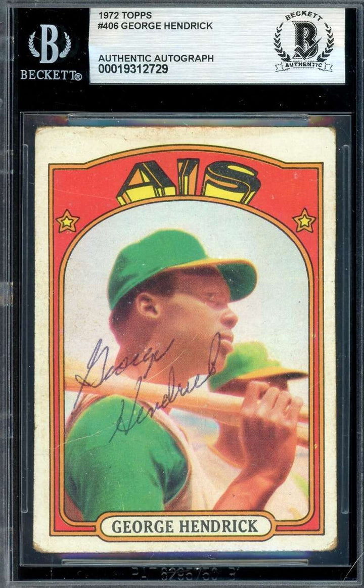 George Hendrick Beckett BAS Vintage Signed 1972 Topps Rookie Autograph