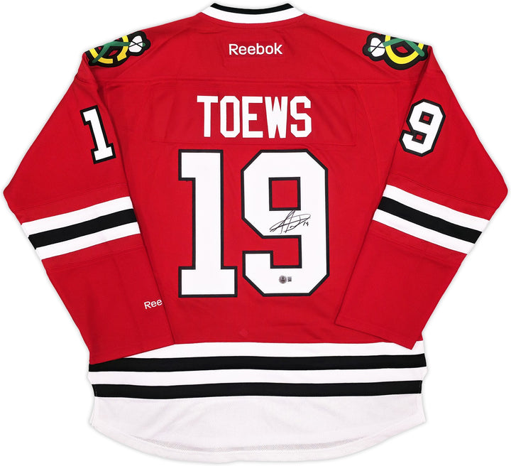 Blackhawks Jonathan Toews Signed Red Reebok Premier Jersey Size L Beckett Wit