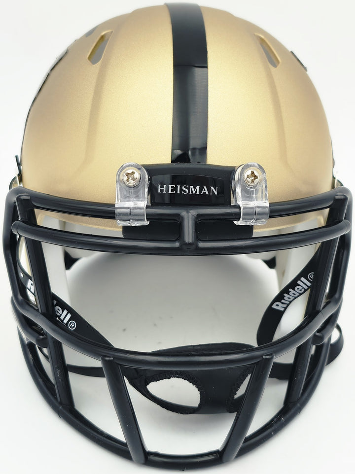 Ricky Williams Signed Texas Longhorns Gold Heisman Logo Speed Mini Helmet JSA