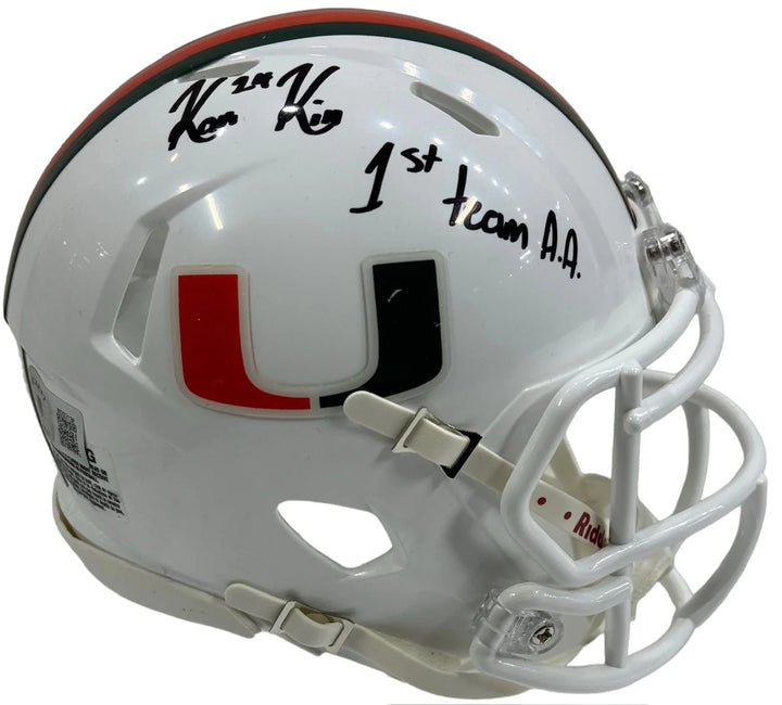 Kam Kinchens Autographed University of Miami Hurricanes Speed Mini Helmet (Becke