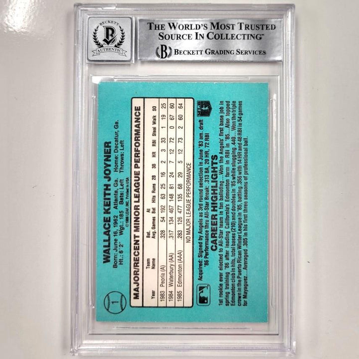 Wally Joyner autograph signed 1986 Donruss Rookies #1 card RC BAS BGS 10 auto