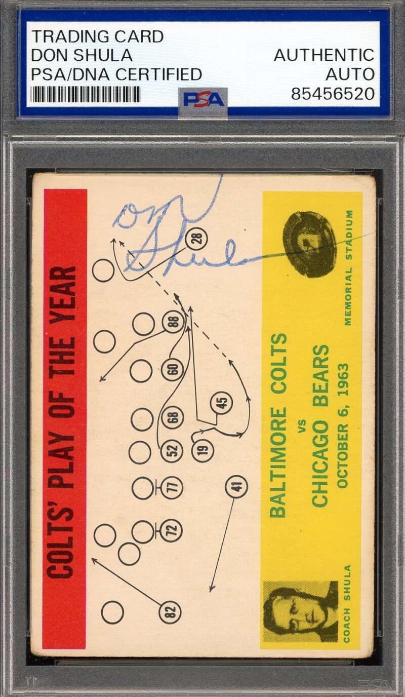 Don Shula PSA DNA Vintage Signed 1964 Philadelphia Gum Rookie Autograph
