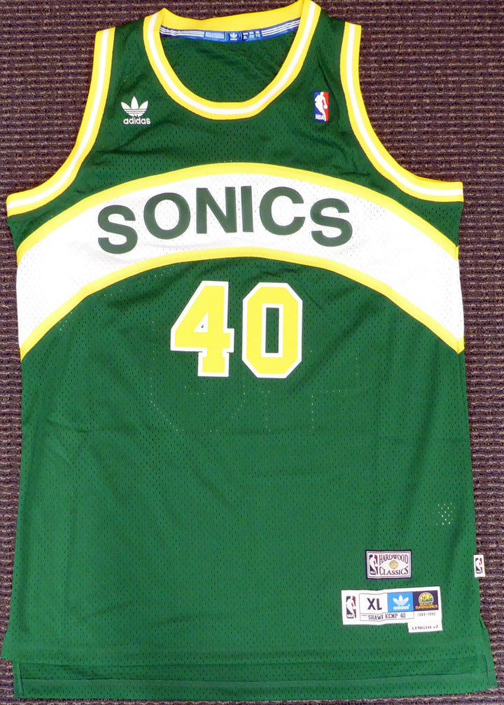 Seattle Sonics Shawn Kemp Auto Green Adidas Hardwood Classics Jersey Reign Man