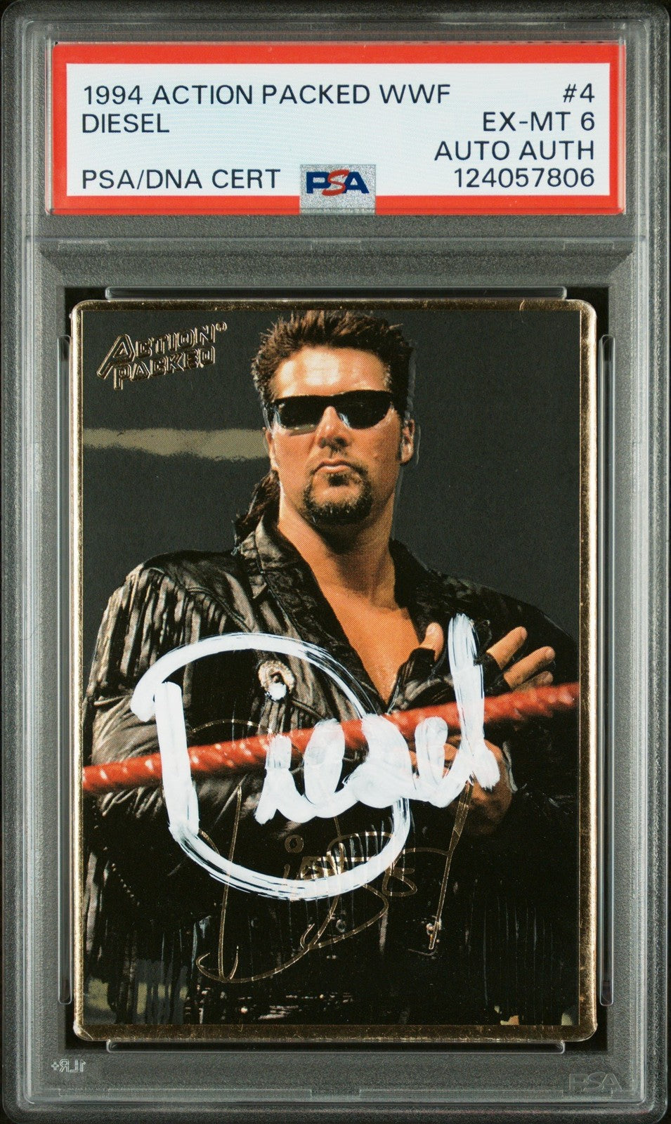 Graded 1994 Action Packed Kevin Nash Diesel #4 RC Card PSA 6 Card Auto AUTH