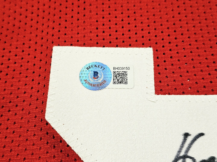 Nebraska Cornhuskers Mike Rozier Auto Signed Red Jersey "Heisman 1983" Beckett