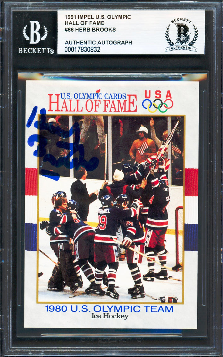 Herb Brooks Signed 1991 Impel Olympics Card 66 1980 Team USA Beckett #17830832