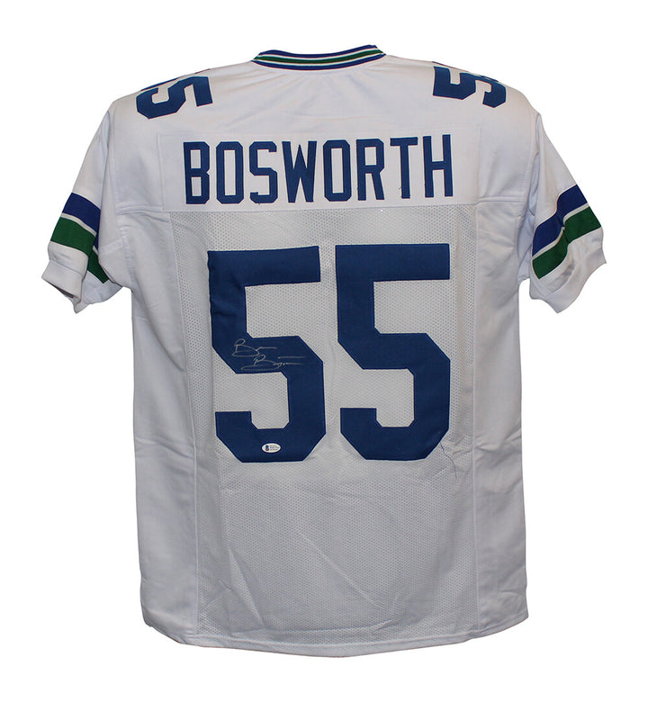 Brian Bosworth Autographed/Signed Pro Style White XL Jersey BAS 31145