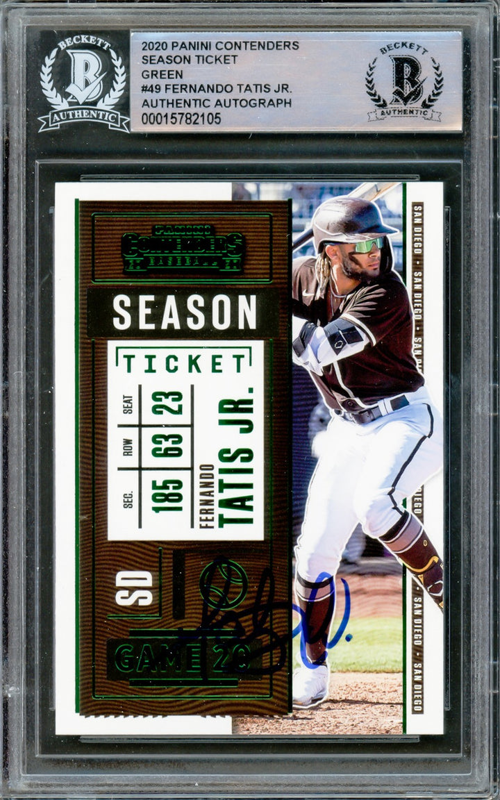 Fernando Tatis Jr. Signed 2020 Panini Contenders Green Card #49 San Diego