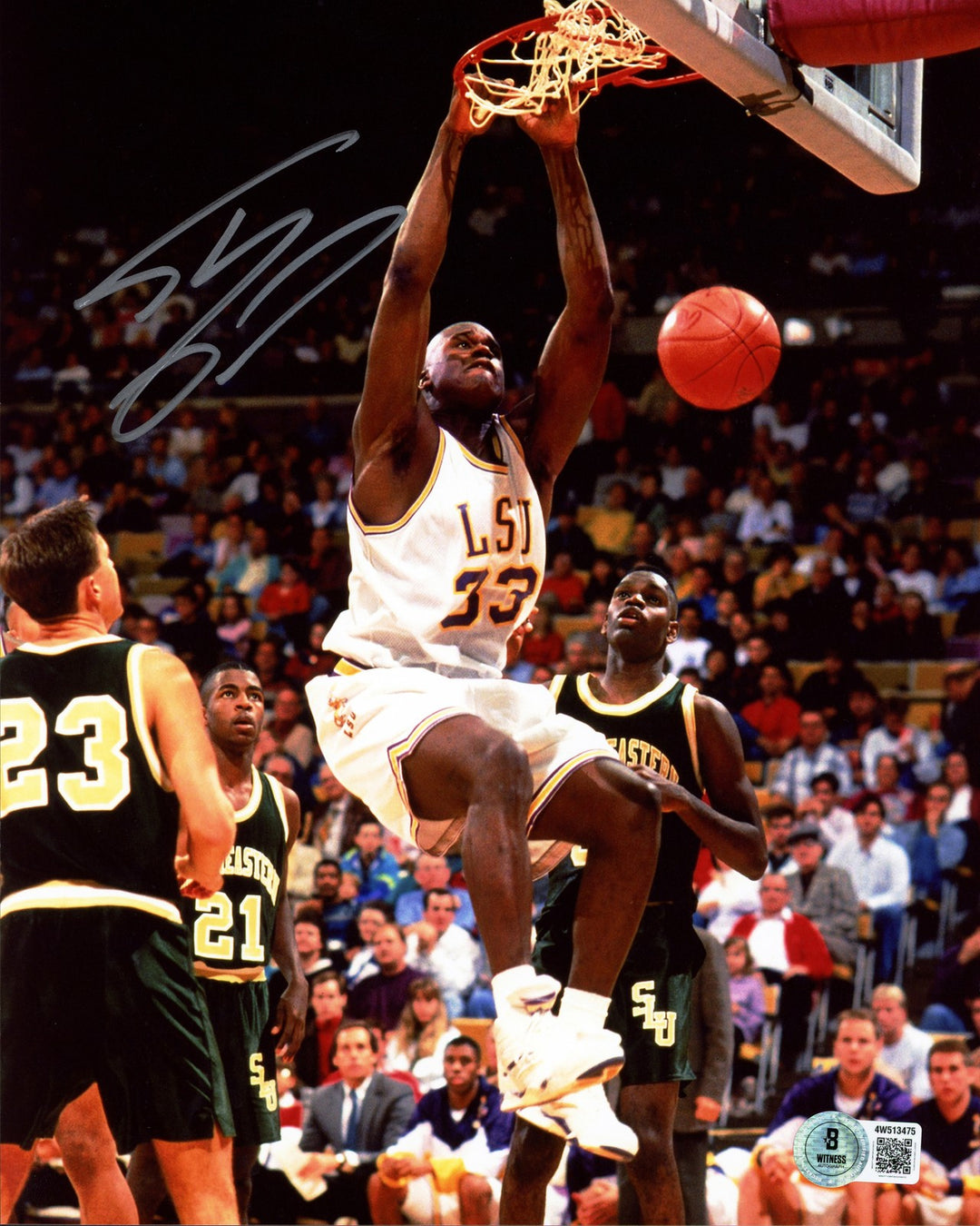 Shaquille Shaq O'Neal Signed 8x10 Photo LSU Tigers Beckett Witness