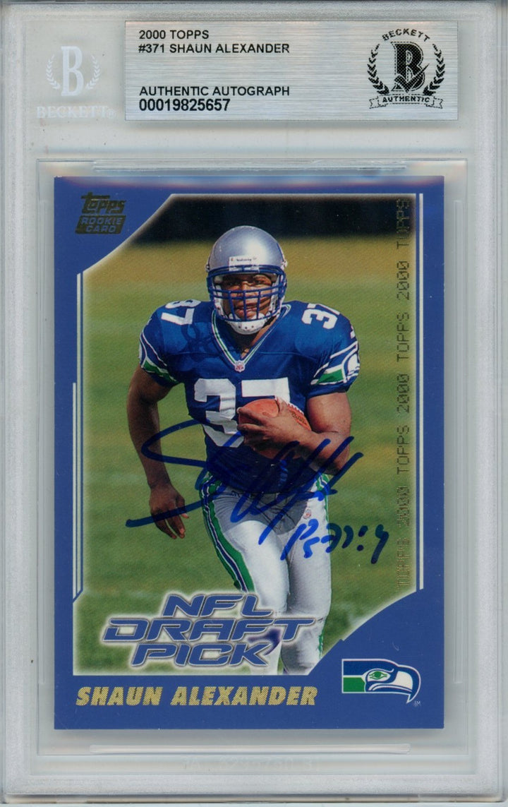 Shaun Alexander Autographed 2000 Topps #371 Trading Card Slab Beckett 57060
