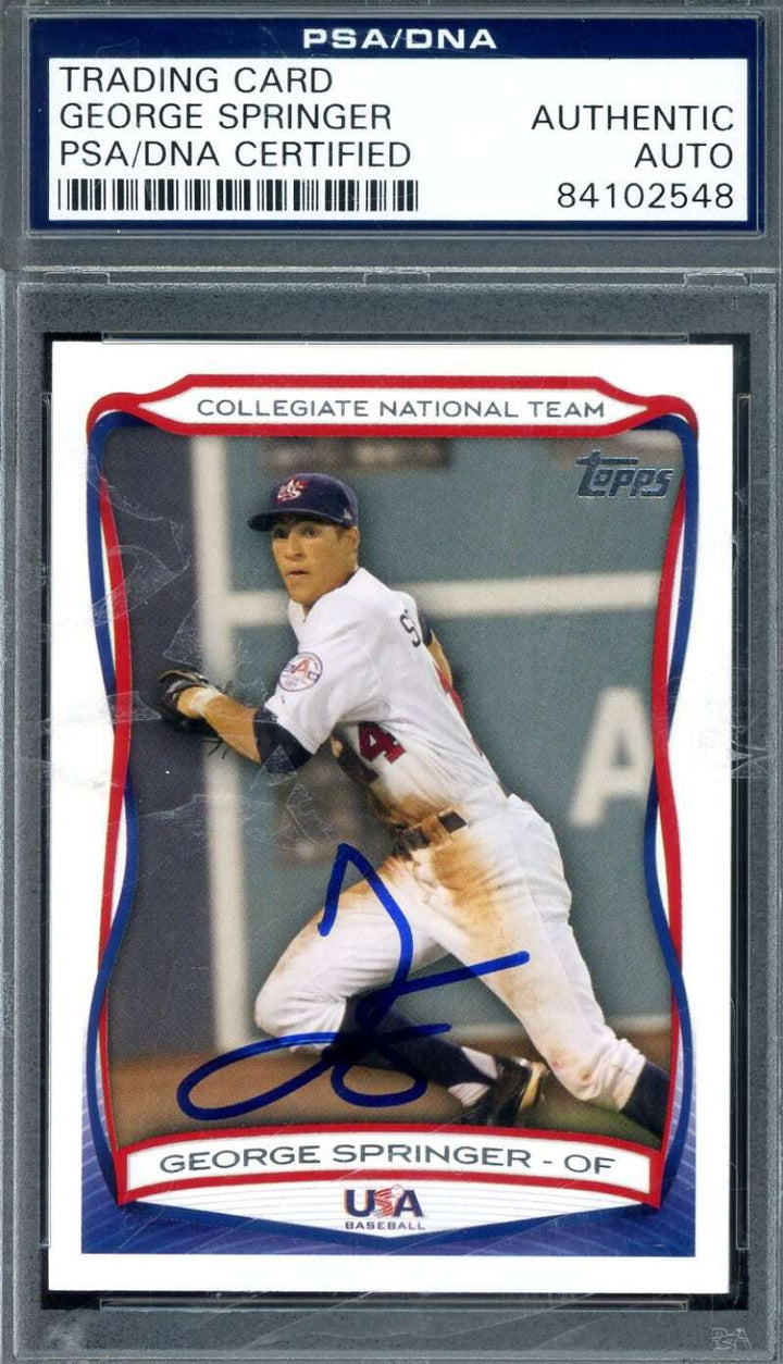 George Springer PSA DNA Signed 2010 Topps Collegiate National Team Rookie Autogr