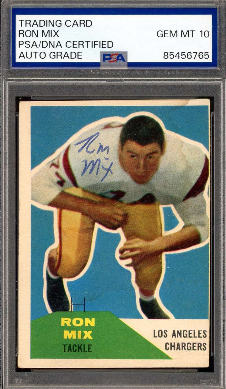 Ron Mix Gem Mint 10 PSA DNA Signed 1960 Fleer Rookie Autograph