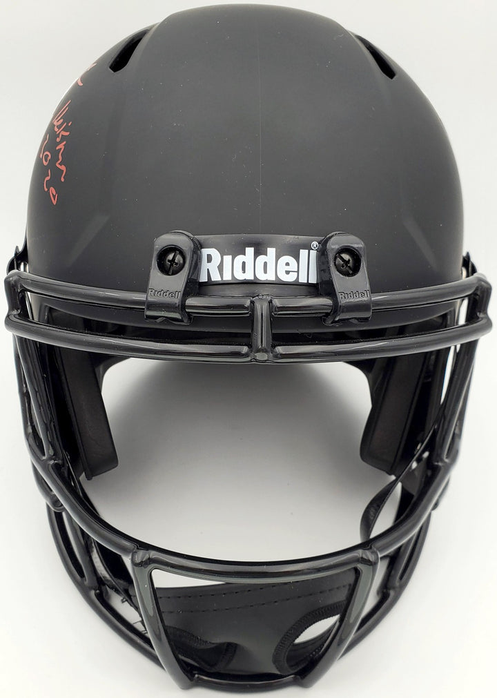 Devonta Smith Auto Alabama Tide Eclipse Black Full Size Rep Helmet Heisman BAS