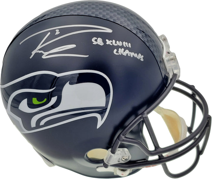 Russell Wilson Signed Seahawks Full Size Replica Helmet In Silver RW Holo