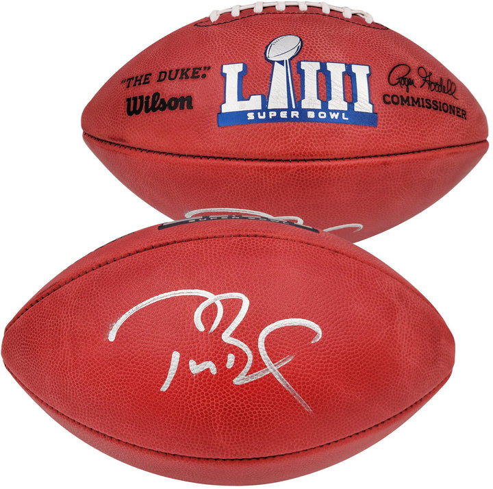 Tom Brady Auto Official NFL Leather SB LIII Logo Football Buccaneers Fanatics