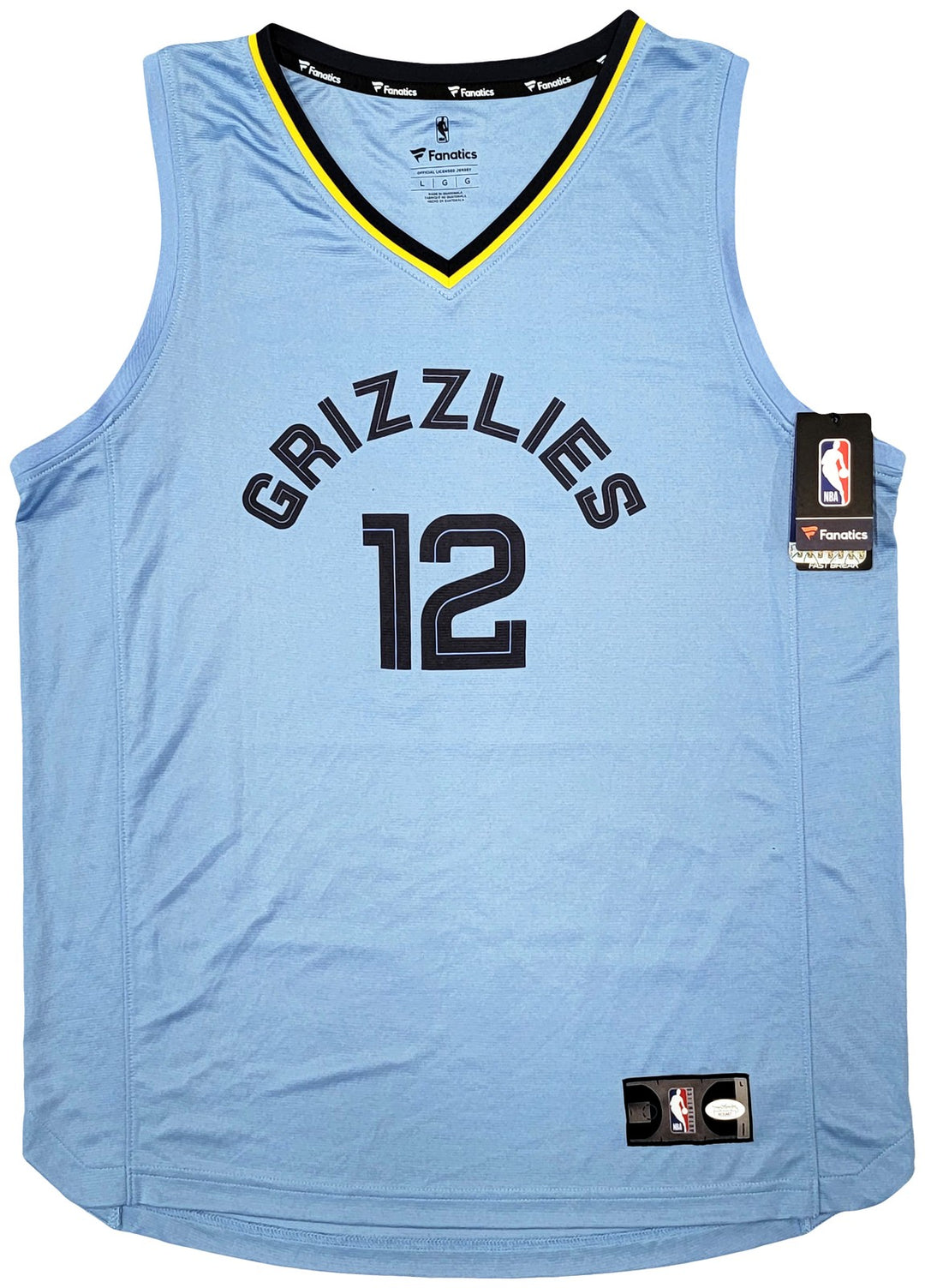 Memphis Grizzlies Ja Morant Signed Light Blue Fanatics Jersey Size L JSA