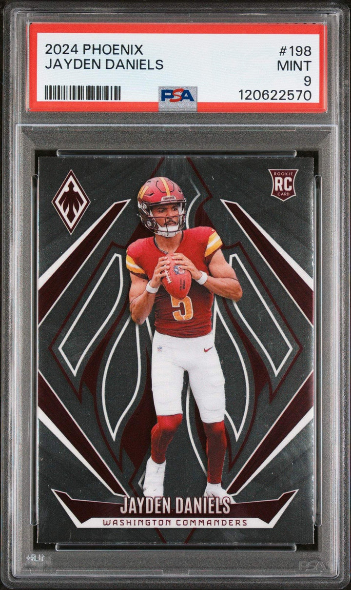 Graded 2024 Panini Phoenix Jayden Daniels #198 Rookie Football Card PSA 9 Mint