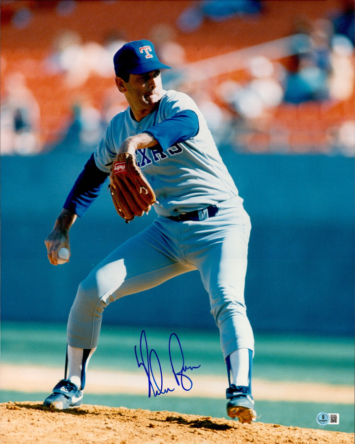Nolan Ryan Autographed Signed 16x20 Photo Texas Rangers Beckett BAS QR #BS30394