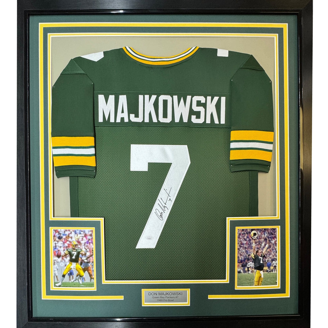 Framed Signed Don Majkowski 35x39 Green Bay Green Jersey JSA COA