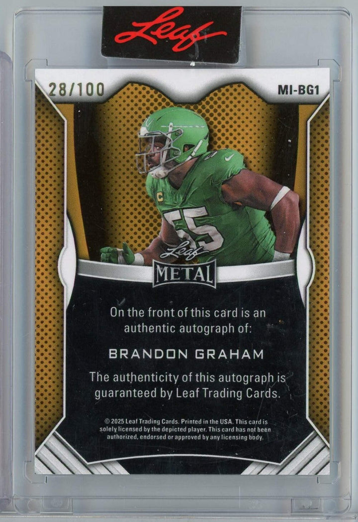 2025 Leaf Metal Brandon Graham #MI-BG1 Auto /100 "2x SB Champs" Inscribed Card